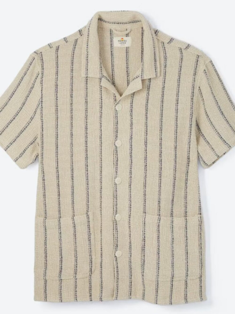 Marine Layer Diego Camp Weave Cotton Resort Striped Button-Up Shirt XL